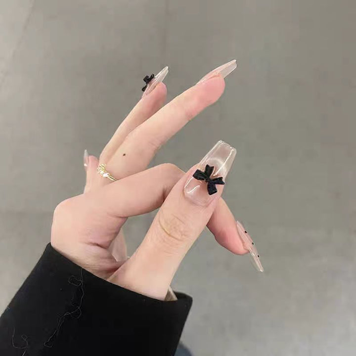 Decorative Press-On Nail Set with Unique Bow Accents Bowlift
