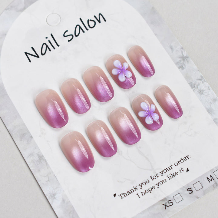 Elegant Floral Press-On Nail Set Bowlift