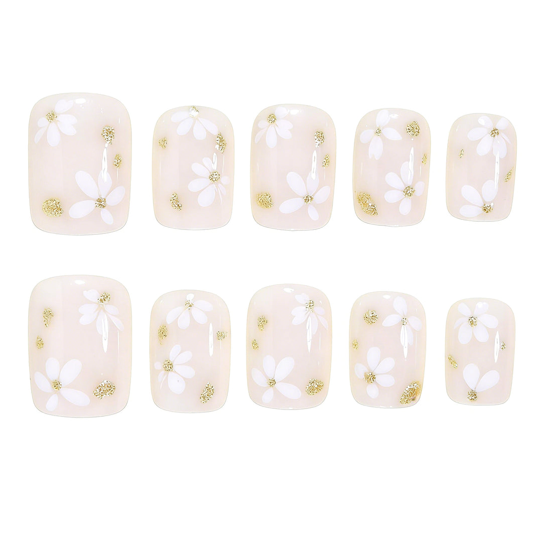 Elegant Floral Design Press-On Nail Art Bowlift