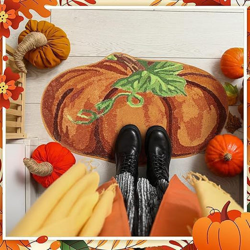 Pumpkin-Shaped Welcome Mat