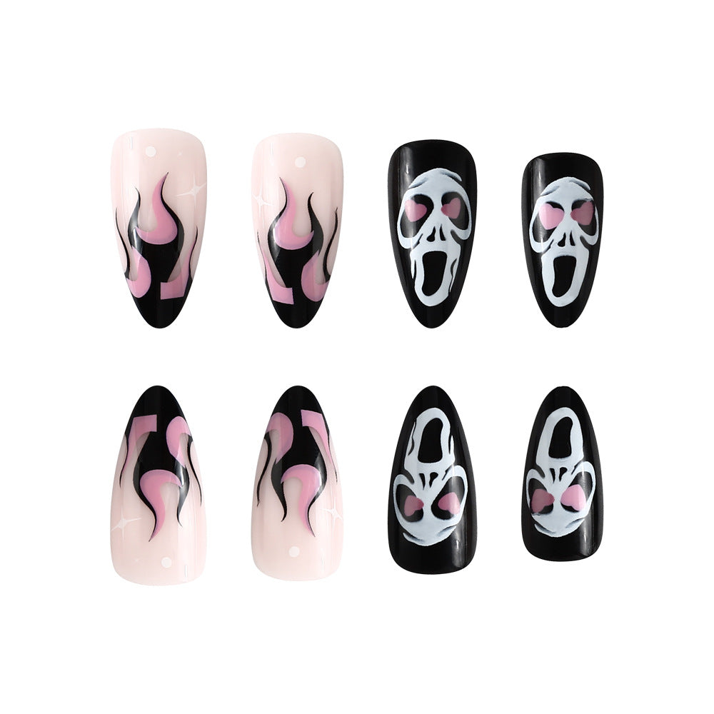 Artistic Halloween-Inspired Long-Lasting Press-On Nails Bowlift