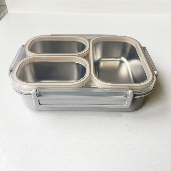 Dual-Compartment Steel Food Storage Container