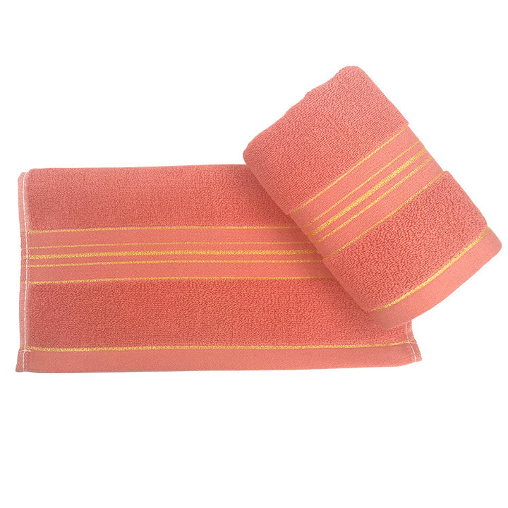 Terry-Bath Towel Set With Elegant Striped Border Bowlift