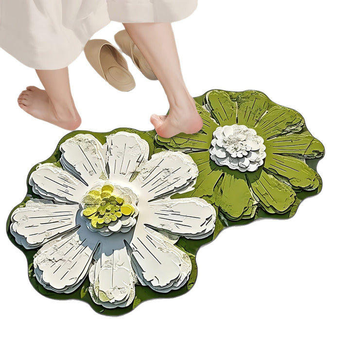 Luxurious Floral Design Bath Mat Bowlift