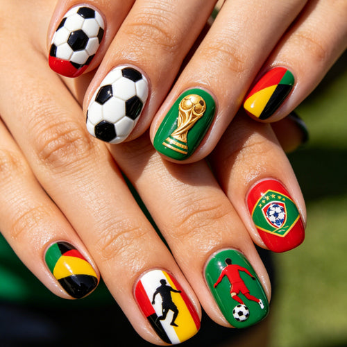 Creative Football Motif Fake Nails Bowlift
