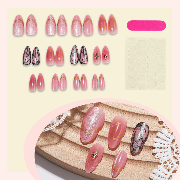 Decorative Press-On Nail Art Set with Shimmering Glitter and Elegant Patterns Bowlift