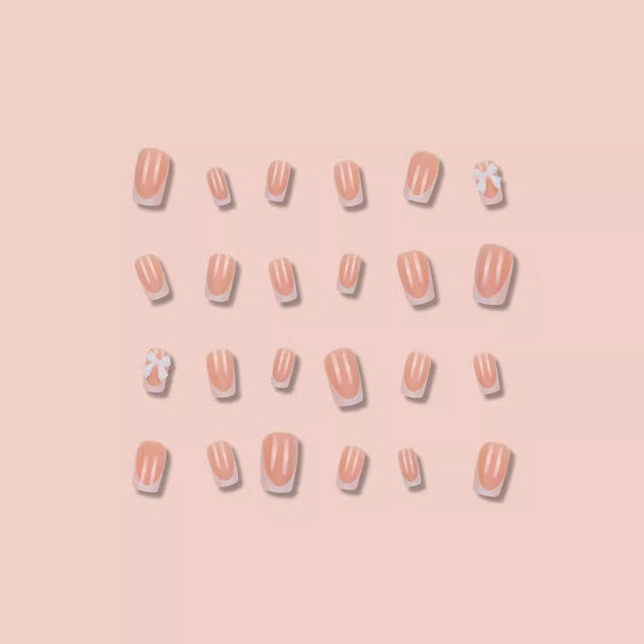 Decorative Press-On Nail Set with Bow Accents Bowlift