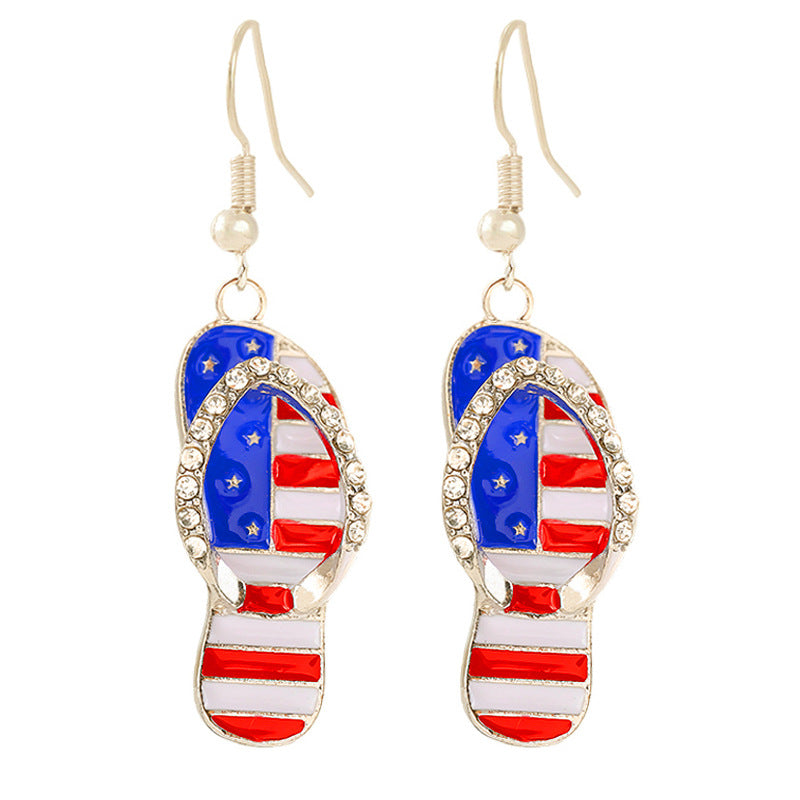 Ladies enamel earrings horseshoe with star stripe motif Bowlift