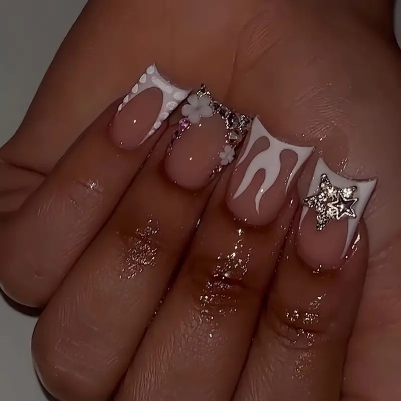 Artistic 3D Decorated Press-On Nails Bowlift