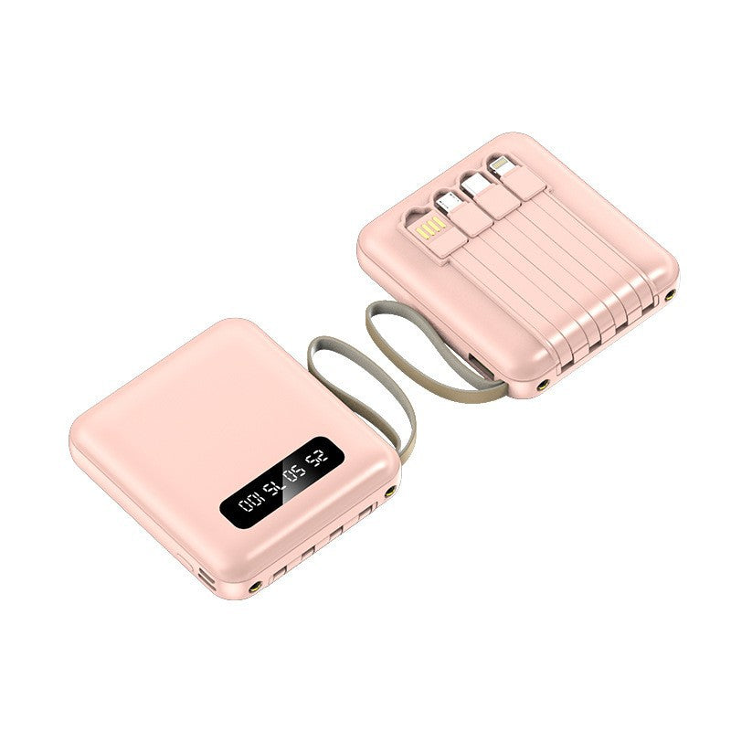 Compact power bank with integrated charging cables Bowlift