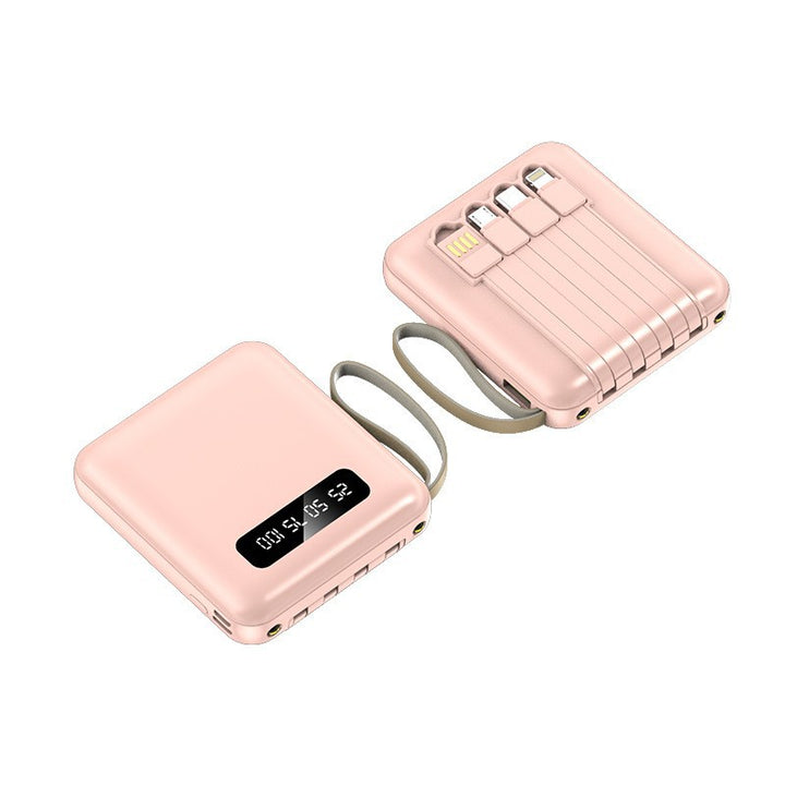 Compact power bank with integrated charging cables Bowlift