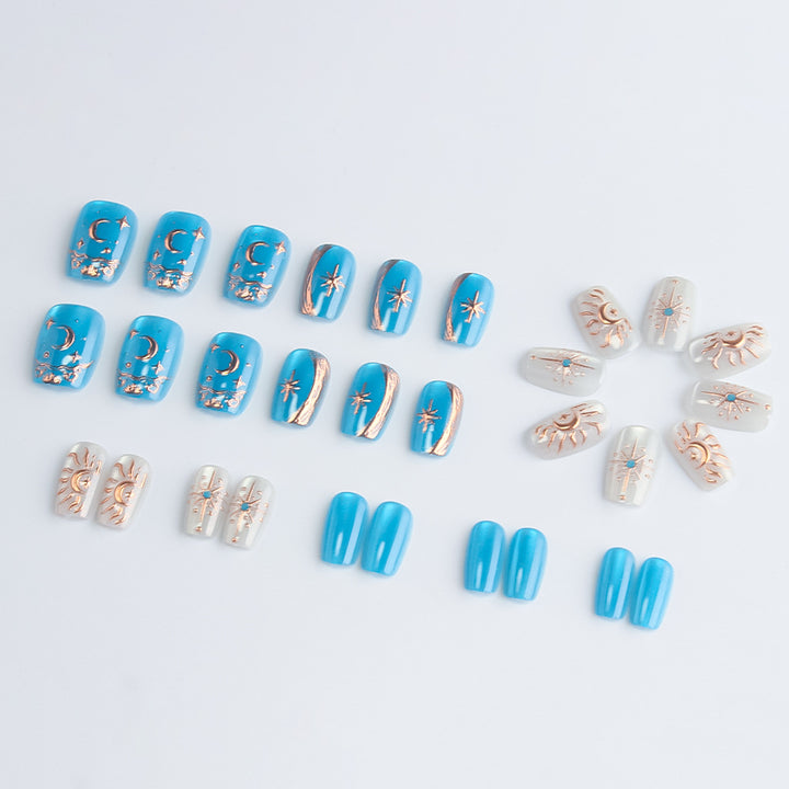 Celestial-Themed Press-On Nail Art Bowlift