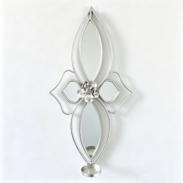 Elegant Floral Wall Mirror with Decorative Metal Design Bowlift