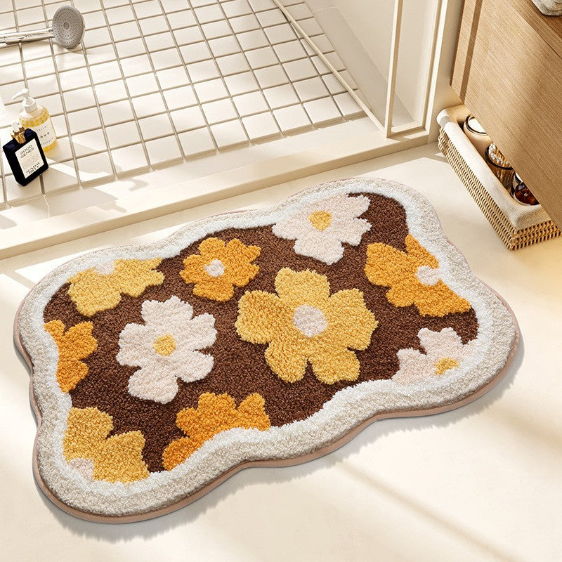 Unisex Leaf Design Plush Bathroom Mat Bowlift