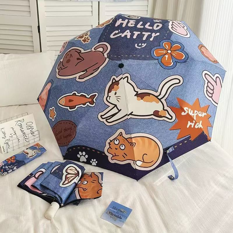 Ladies Folding Umbrella with Cute Dog Designs Bowlift