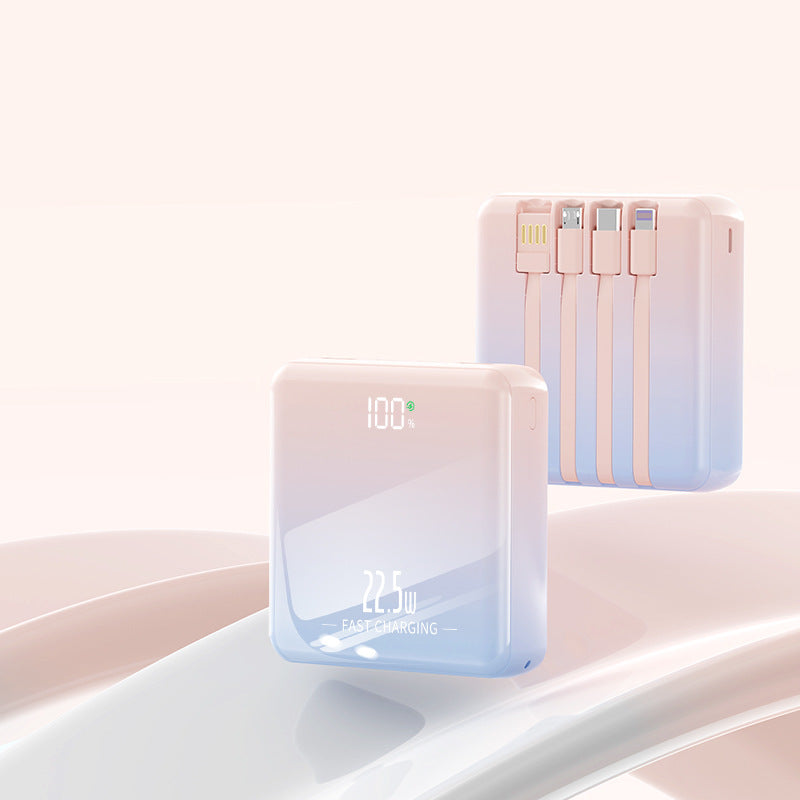 Portable power bank with integrated charging cables and digital display Bowlift