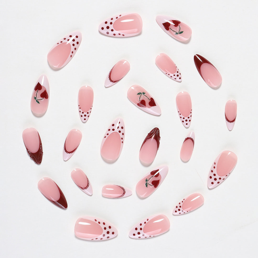 Creative nail art set with romantic heart design and playful accents Bowlift