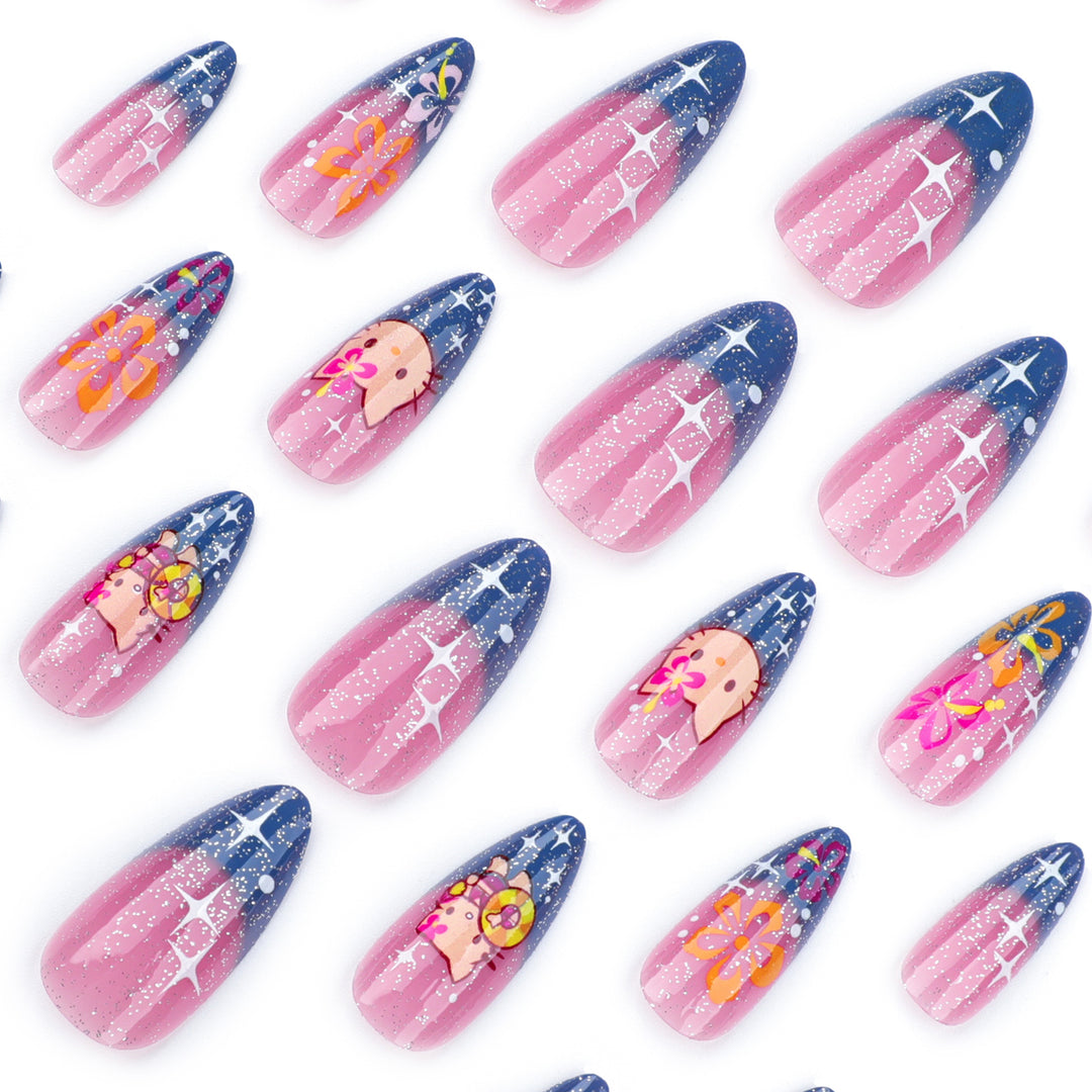 Artistic stiletto nails with playful design Bowlift