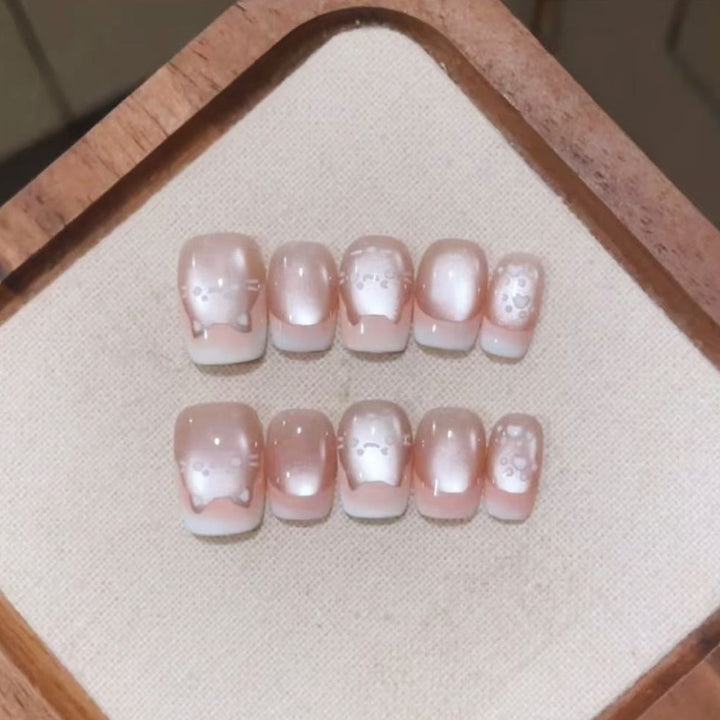 Elegant French Tip Press-On Nail Set Bowlift