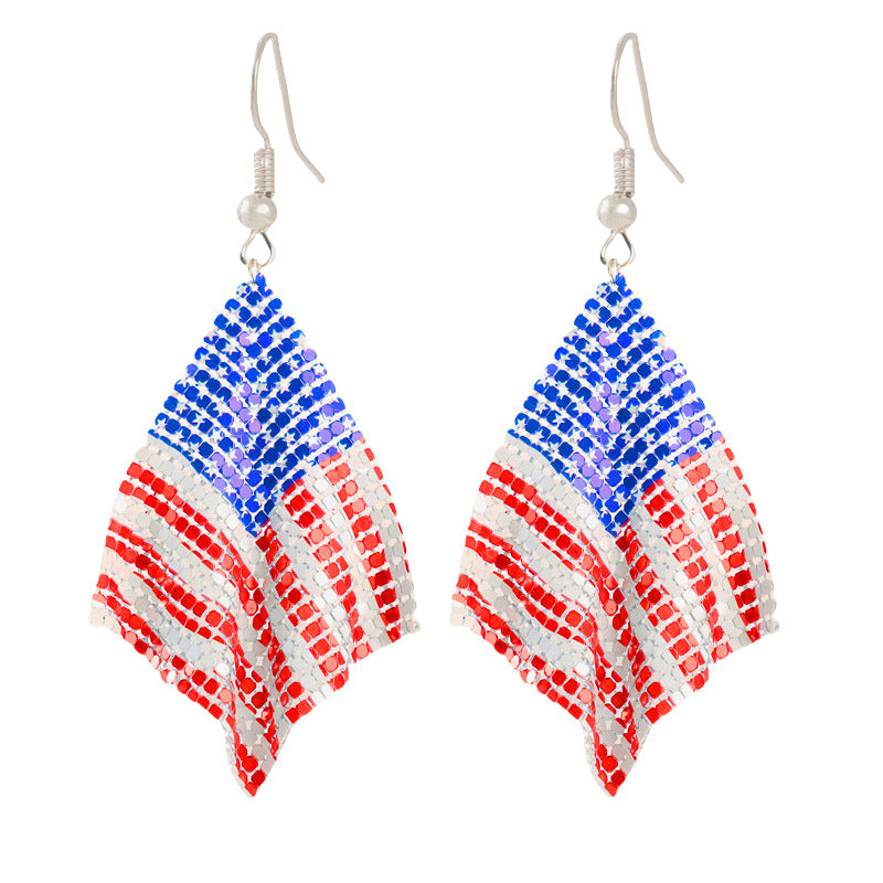 Ladies enamel earrings horseshoe with star stripe motif Bowlift