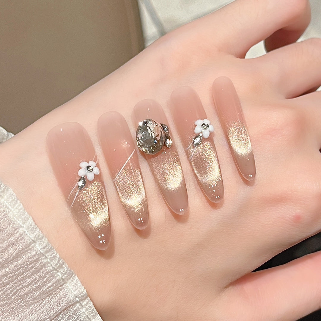Artistic Press-On Nail Set Bowlift