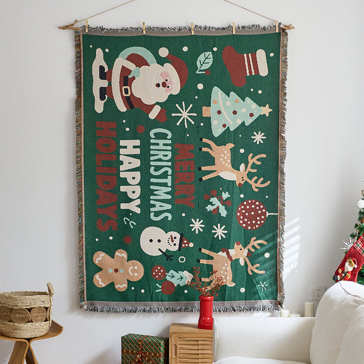 Whimsical Holiday Themed Tapestry Wall Hanging