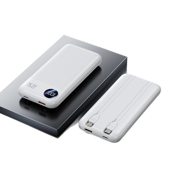 Portable power bank with integrated charging cable and digital charge level display Bowlift