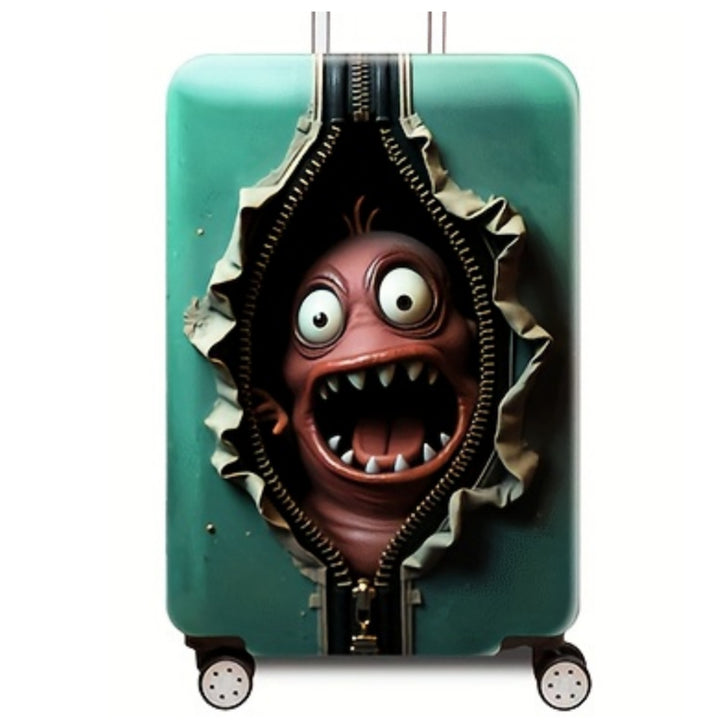 Women's Hard Shell Suitcase with Creative Monster Design Bowlift