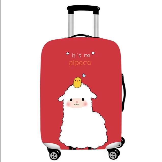 Unisex stretchable suitcase cover with cute alpaca design, elastic protective cover for hard-shell and fabric suitcases Bowlift