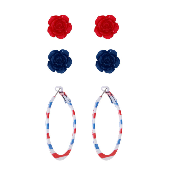 Women's nan patriotic novelty dangle hook earrings with laser-printed wooden fireworks charm Bowlift