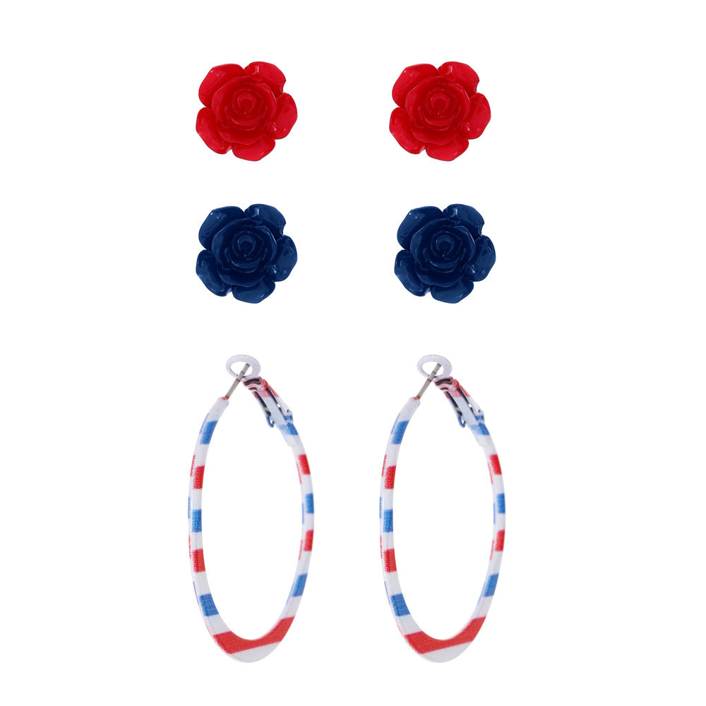 Women's unusual star-rose acrylic earrings with feather-light wearing comfort and fishhook closure Bowlift