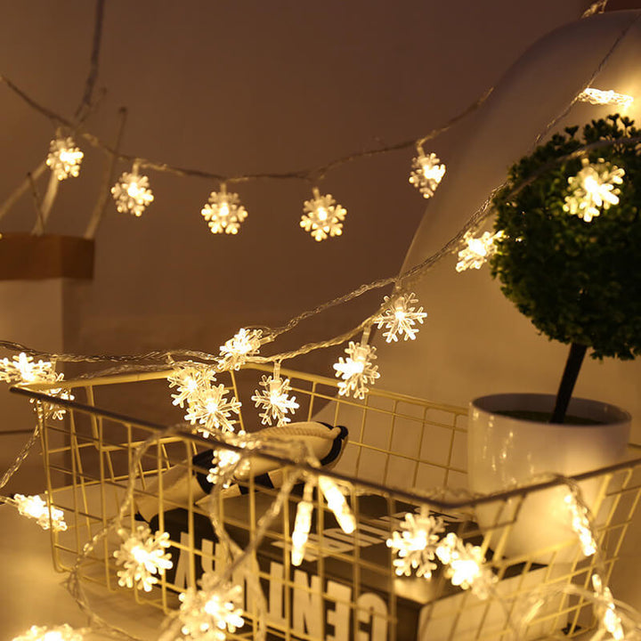 BowLift | LED String Lights Christmas Snowflake Colorful 20 Light LED Waterproof Outdoor String Lights