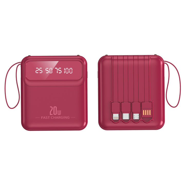 Portable power bank with integrated charging cables and digital capacity display Bowlift