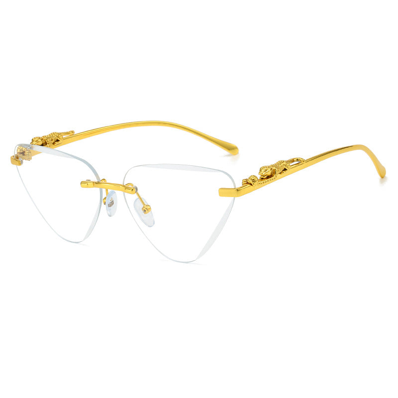 Women's Designer Sunglasses with Creative, Triangular Frame and Elegant Gold Accents Bowlift