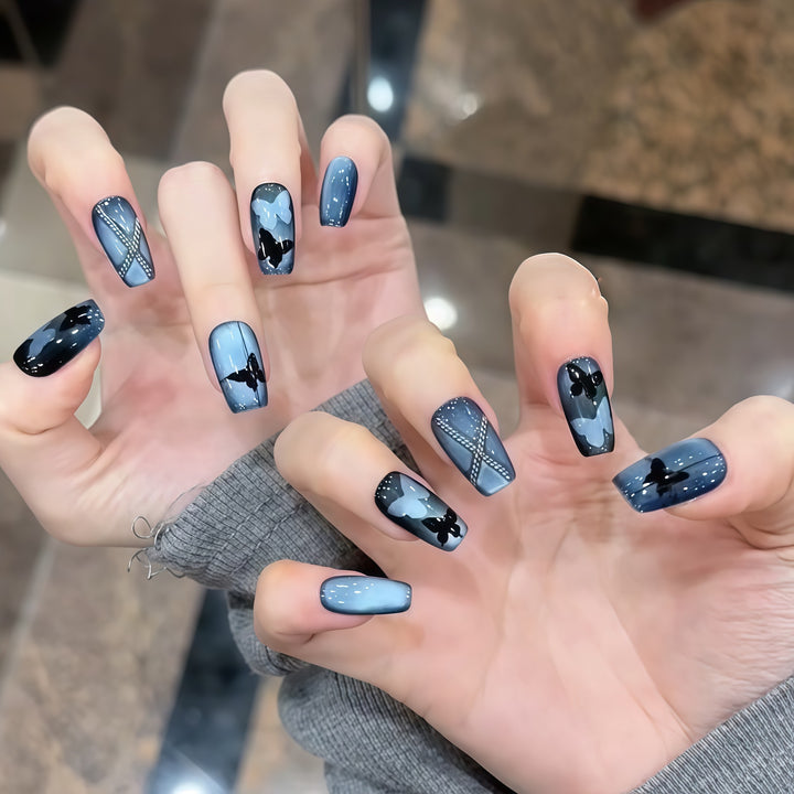 Glamorous artificial nails with fashionable butterfly design Bowlift