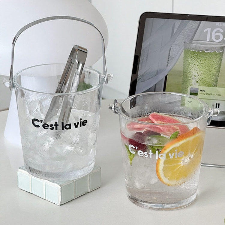 Smiley Ice Bucket with Metal Handle and Stainless Steel Tongs Bowlift