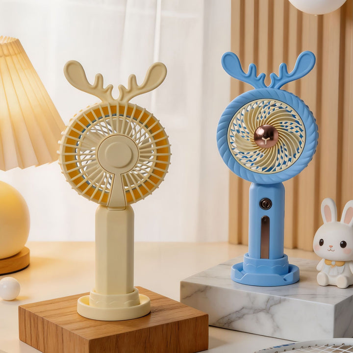 Women Portable Handheld Fan with Creative Antler Design Bowlift