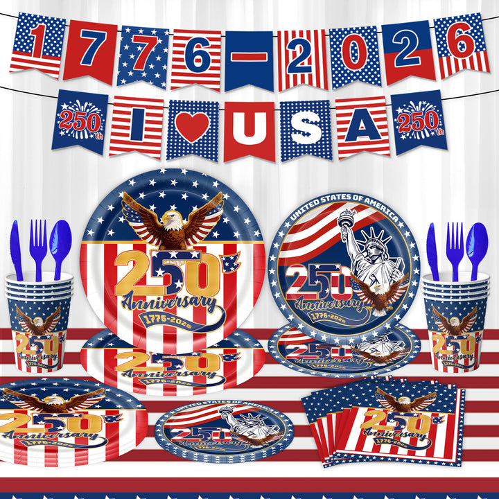 Unisex decorative paper napkins set anniversary motif USA square disposable Bowlift