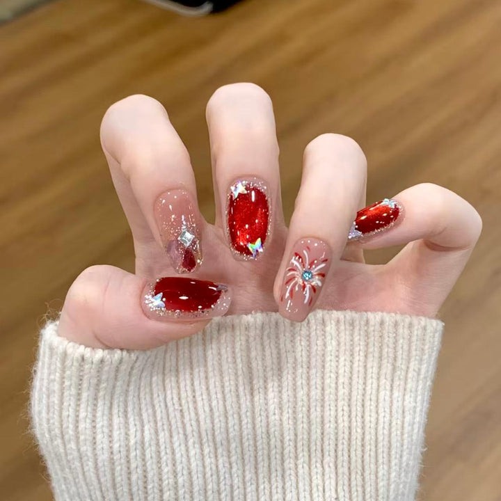 Decorative Holiday-Themed Press-On Nail Art Bowlift