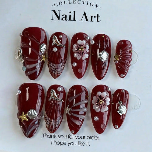 Nail art set with floral rhinestone decorations Bowlift