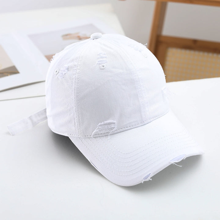 Women's fashionable destroyed baseball cap with adjustable strap Bowlift