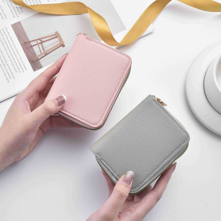 Stylish Textured Leather Zippered Wallet Bowlift