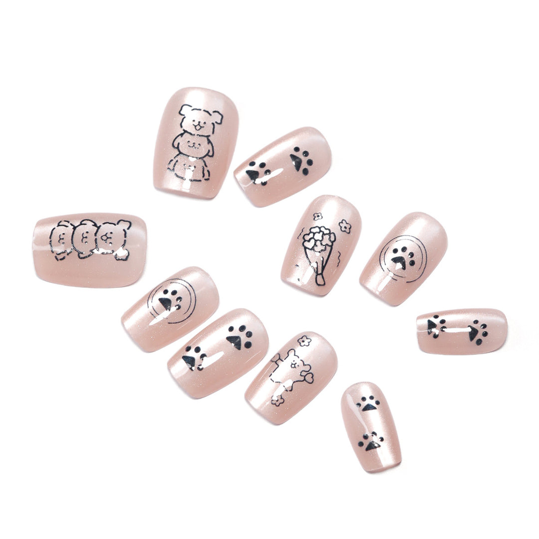 Artificial nail art with playful animal motifs Bowlift