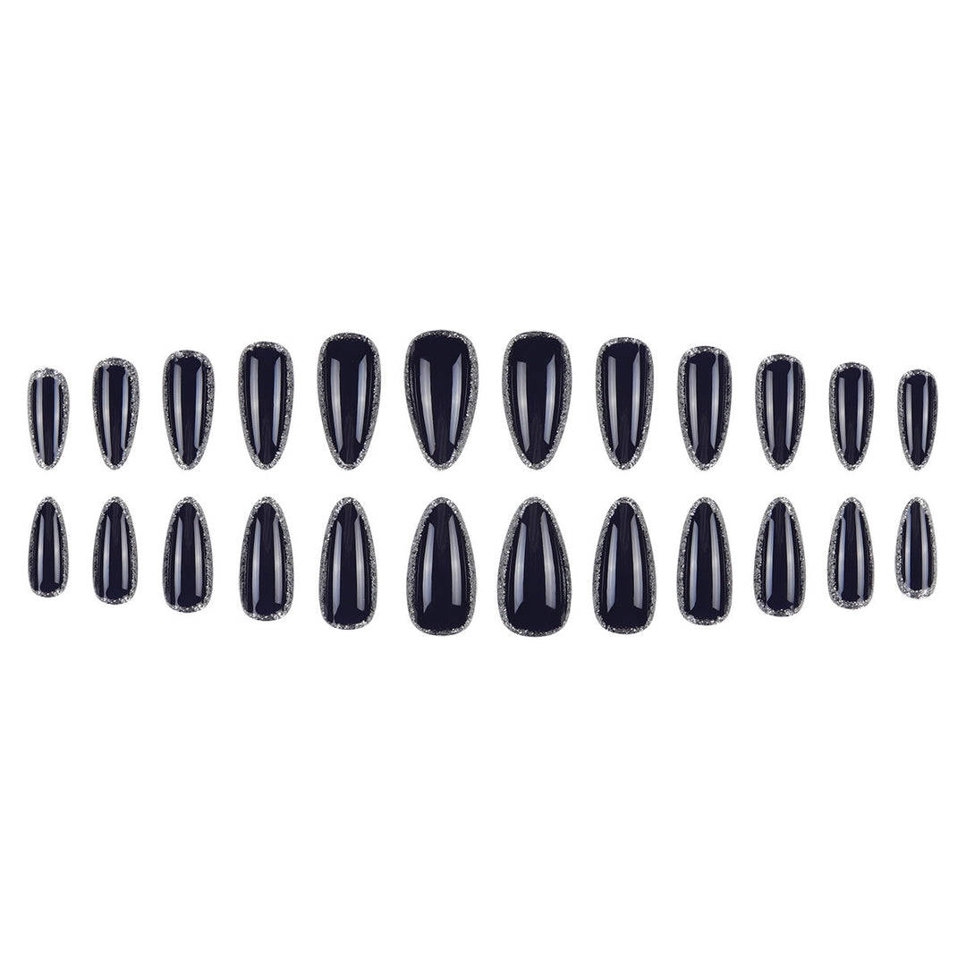Elegant Stiletto Press-On Nails with Glitter Accent Bowlift