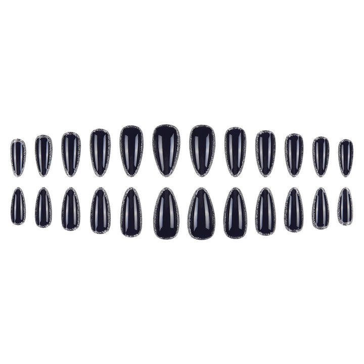 Elegant Stiletto Press-On Nails with Glitter Accent Bowlift