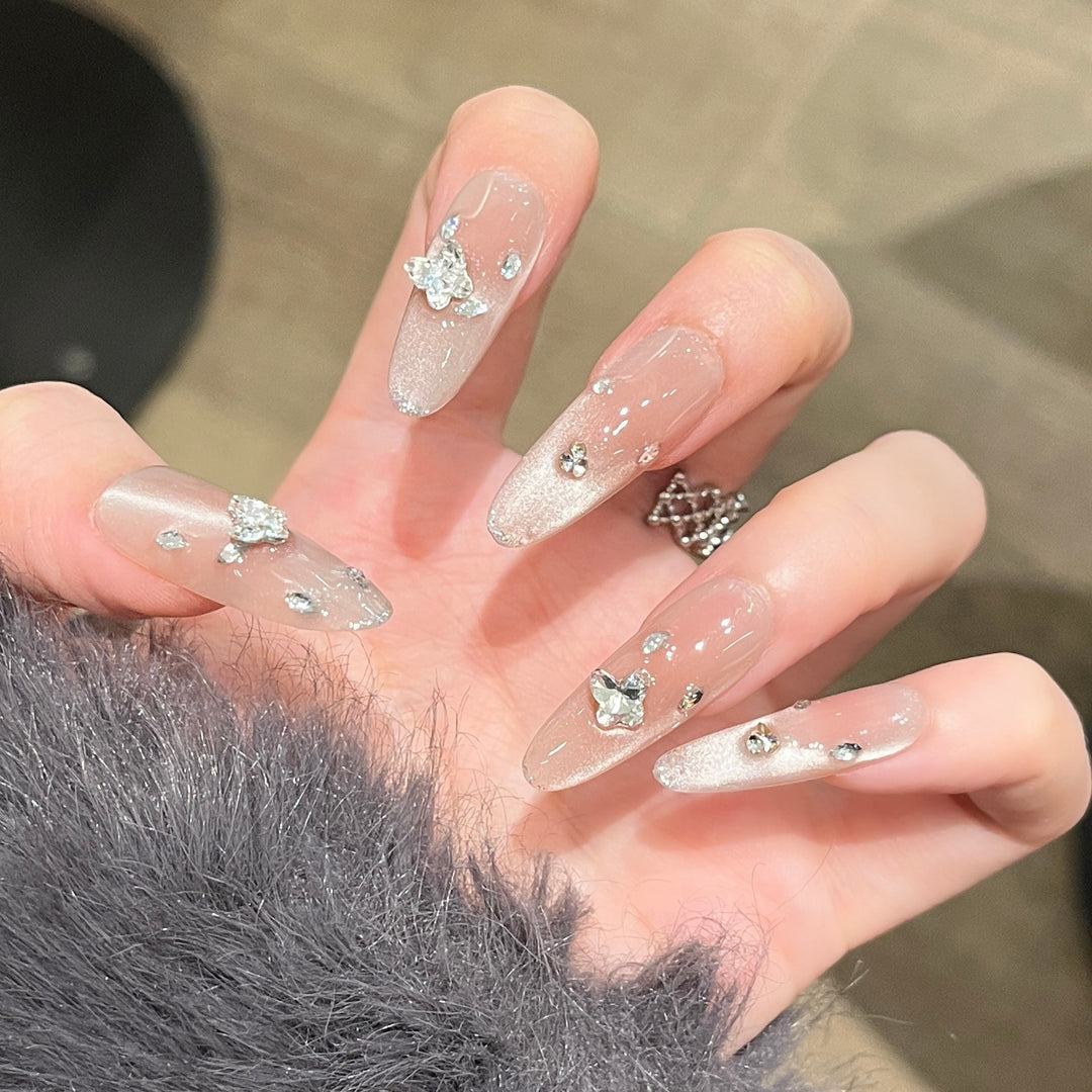 Premium Rhinestone-Embellished Nail Art Extensions Bowlift