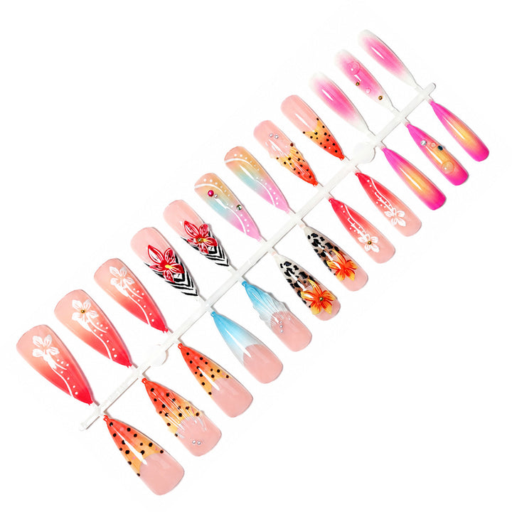 Artificial nails with floral and glamorous design Bowlift