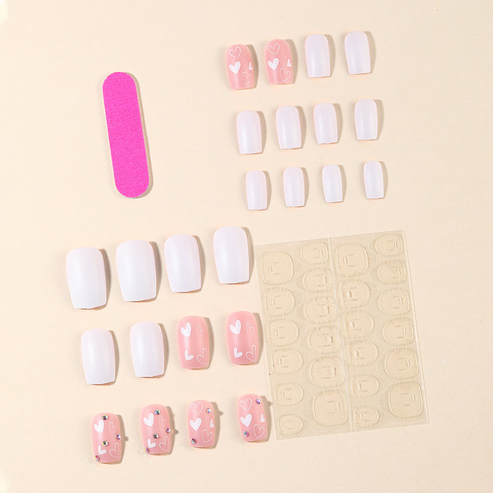 Heart-Accent Acrylic Nail Art Extensions Bowlift 1789713427