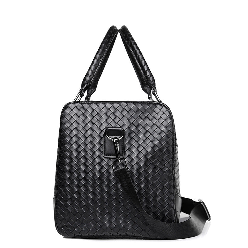 Premium Woven Leather Weekender Bag Bowlift