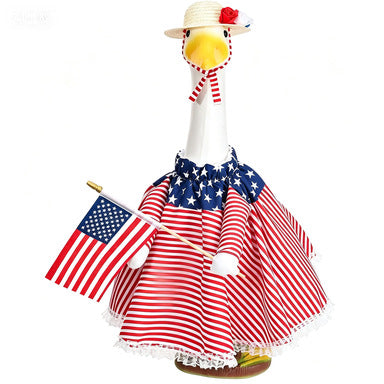 Unisex decorative fabric gander with patriotic costume and removable top hat Bowlift